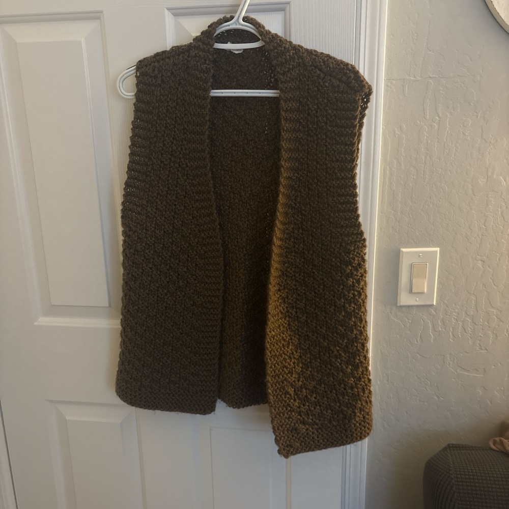 Cozy Brown Knit Sweater Vest